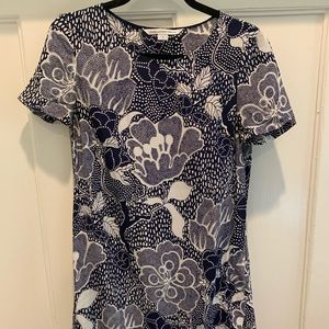 DVF blue and white shift dress